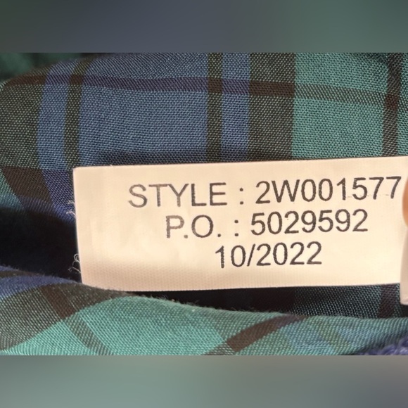 Vineyard Vines Blackwatch Plaid Ruffle Long Sleeve Smocked XL Blue Green 1270 - Picture 5 of 6